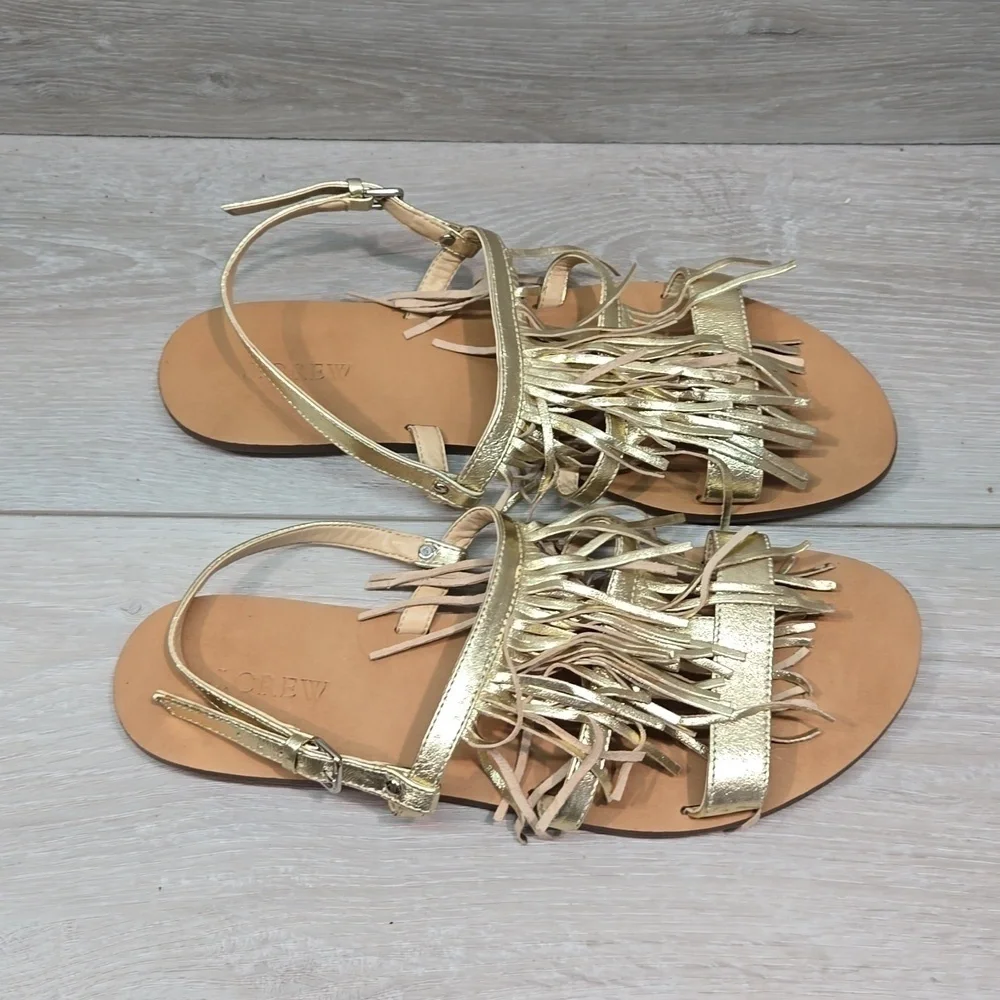 J.Crew Women Leather Tassel Sandals shoes sz 10